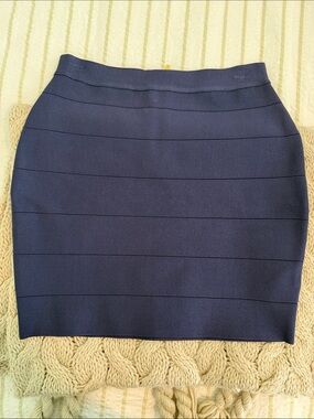 bebe Navy Horizontal Bandage Pencil Skirt